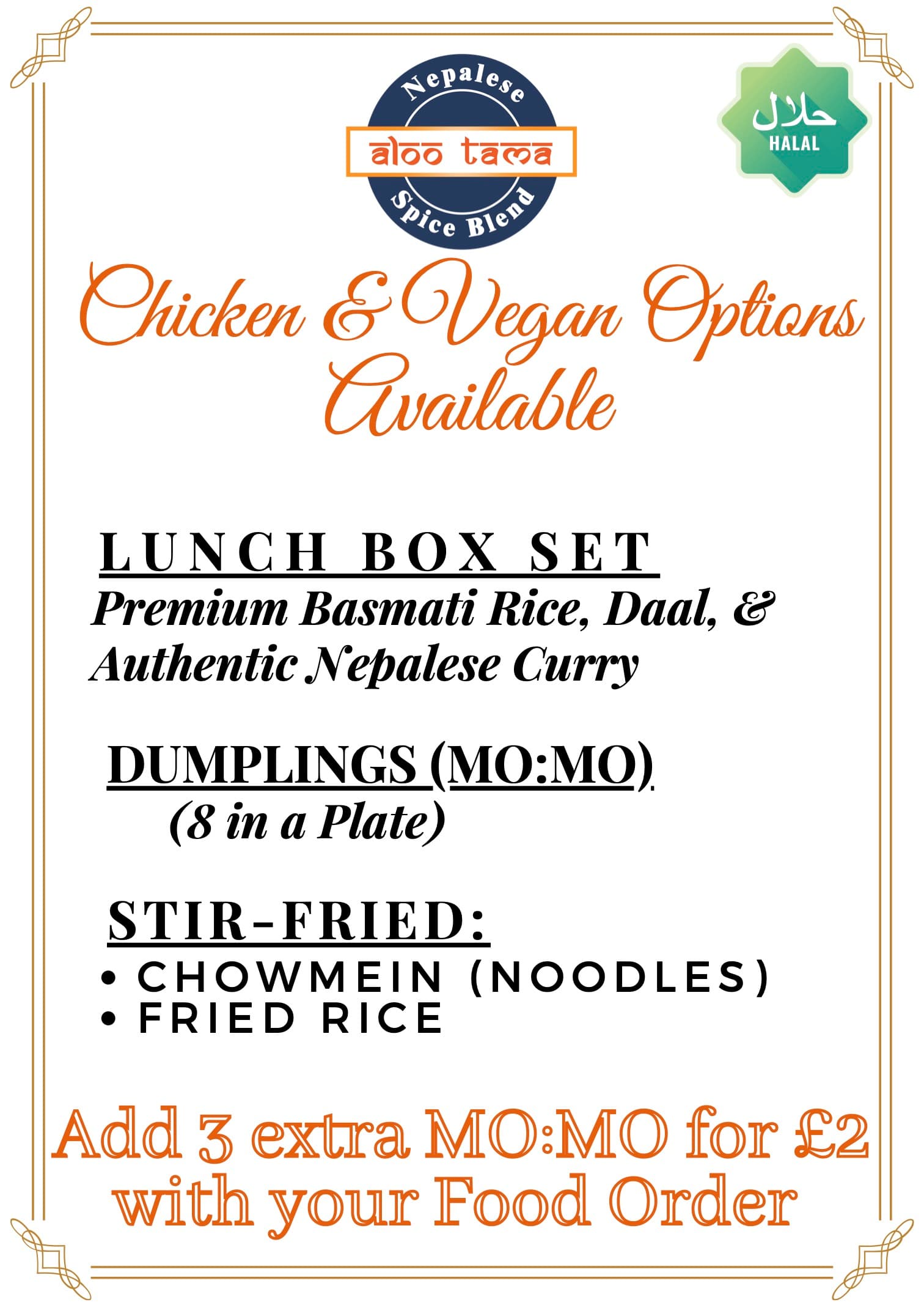 Paddington menu